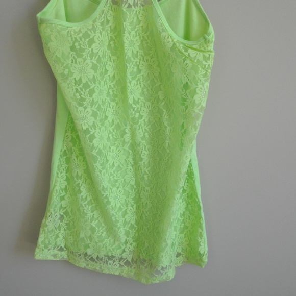 Garage Lime Green Lace Back Racerback Tank top - Picture 8 of 8